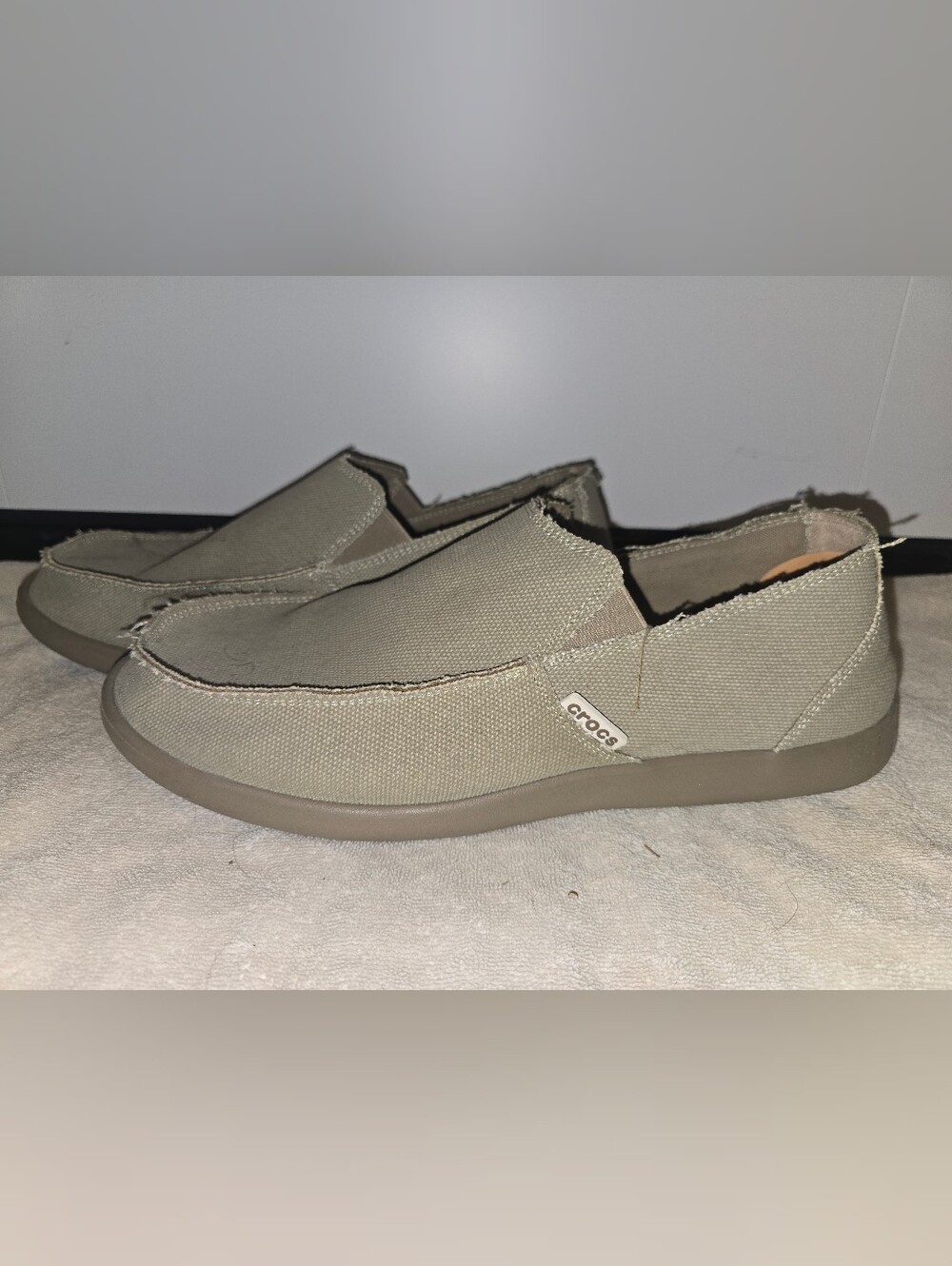 CROCS Men’s Slip-On Loafers in TAN Canvas